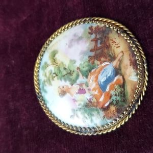 Limoges Hand Painted Vintage Brooch